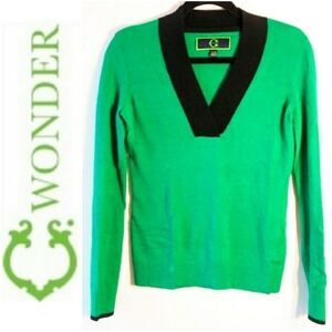 C.WONDER VNECK CARDIGAN - GREEN & BLACK